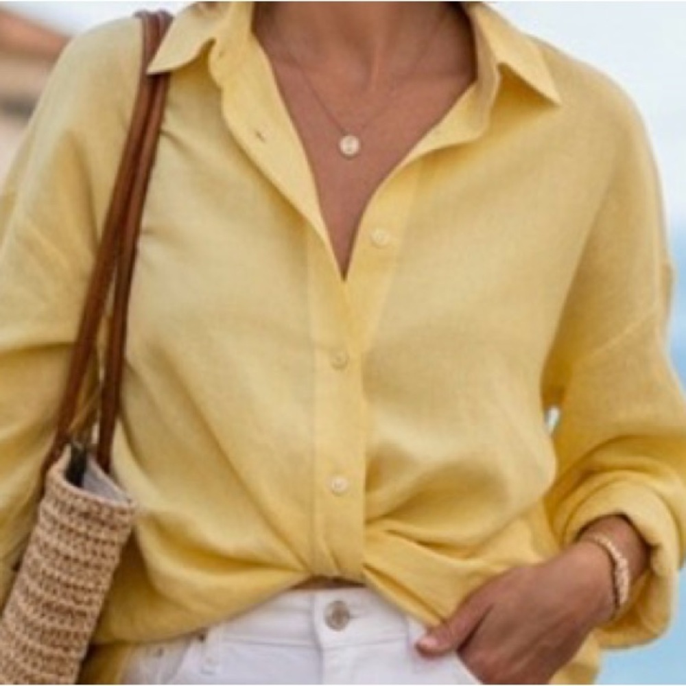 Sunny Yellow Women's Button-Down Shirt